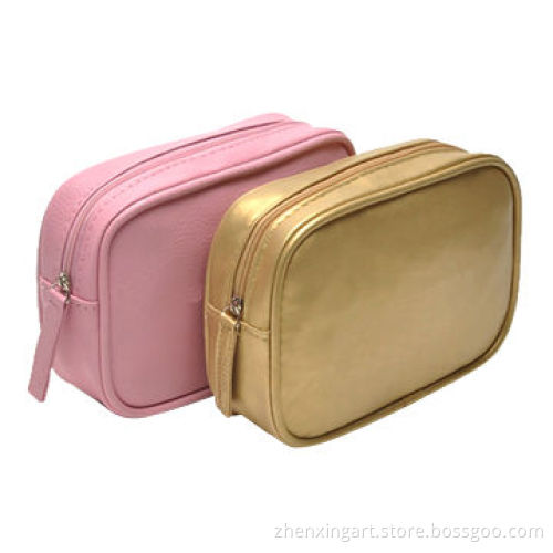 Simple PU Leather Cosmetic Bag with Main Compartment
